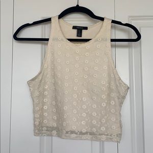 Forever 21 Flower Embroidered Crop Top